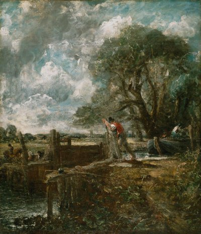 Vázlat az „Egy hajó áthalad a zsilipen” című képhez alkotó: John Constable