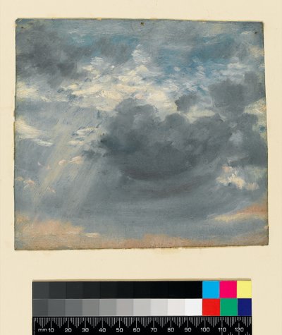Égi tanulmány napfényes tengellyel, 1822 körül (olaj, papír) alkotó: John Constable