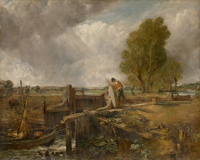 Tanulmány a "Egy zsilipen áthaladó hajóról" alkotó: John Constable