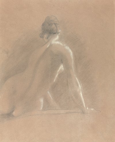 Tanulmány egy női aktról, hátulról nézve (kréta, papír) alkotó: John Constable