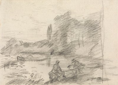 Két alak egy folyó mellett alkotó: John Constable