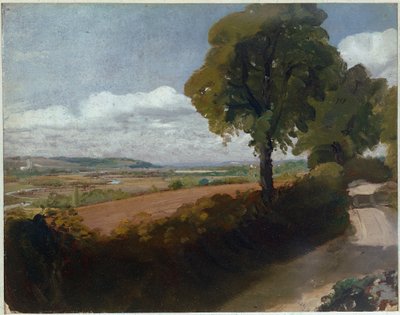 Dedham kilátása az East Bergholt templomtól Flatfordig vezető sávból (olaj, vászon alkotó: John Constable