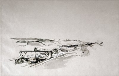 Blisworth Cutting, Northamptonshire, 1838. szeptember (toll és tinta és mosás papíron) alkotó: John Cooke Bourne