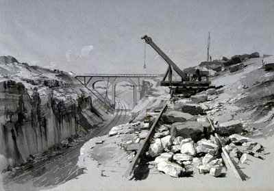 Blisworth Cutting, Northamptonshire, felülről, 1837. július 2. (toll és tinta és mosás papíron) alkotó: John Cooke Bourne
