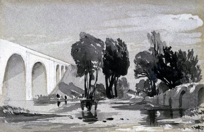Blythe Viaduct, Hampton-in-Arden, 1838 körül (toll és tinta és mosás papíron) alkotó: John Cooke Bourne