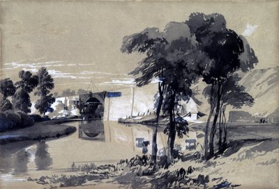 Canal Bridge, Pitstone, Buckinghamshire, 1837. október (toll, tinta és mosás papíron) alkotó: John Cooke Bourne