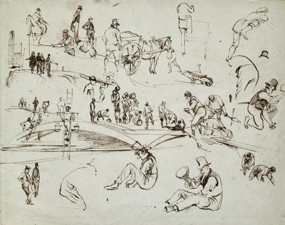 A londoni és birminghami vasút építése, 1835 körül (barna tinta papíron; összetett vázlat) alkotó: John Cooke Bourne