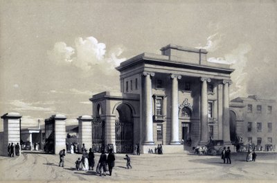 A birminghami pályaudvar bejárata, 1838. szeptember (toll, tinta és mosás papíron) alkotó: John Cooke Bourne