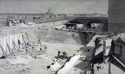 Hampstead Road Bridge, Camden oldaláról, 1836. augusztus 16. (toll és tinta, valamint papírra mosás) alkotó: John Cooke Bourne