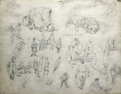 Jack fehérfejű Bob, Csipkerózsika, 1835-1838 körül (ceruza papíron; összetett vázlat) alkotó: John Cooke Bourne