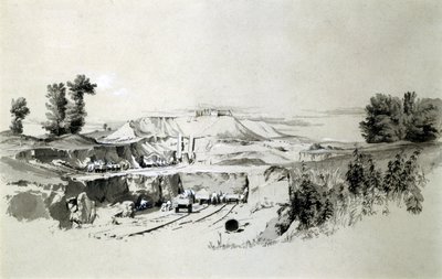 Linslade-alagút, 1837. június 23. (toll és tinta, mosás papíron) alkotó: John Cooke Bourne