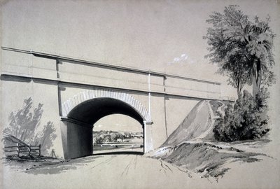 Oblique Bridge, Boxmoor, Hertfordshire, 1837. június 12. (toll és tinta és mosás papíron) alkotó: John Cooke Bourne