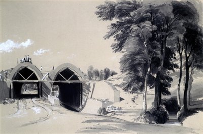 Occupation Bridge, Bugbrooke, Northamptonshire, 1837. július 9. (toll, tinta és mosás papíron) alkotó: John Cooke Bourne