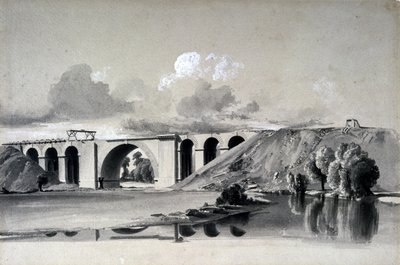 Sherbourne Viadukt, Coventry közelében, 1837. július 27. (toll és tinta, valamint papírra mosás) alkotó: John Cooke Bourne