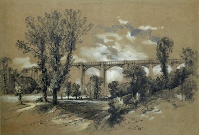A Blatchford Viadukt, 1835-38 körül (ceruza mosás papíron) alkotó: John Cooke Bourne