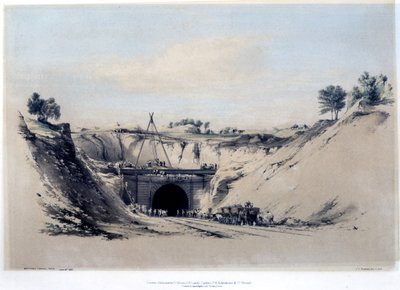 Watford Tunnel, Hertfordshire, 1837. június 6. (lith színes) alkotó: John Cooke Bourne