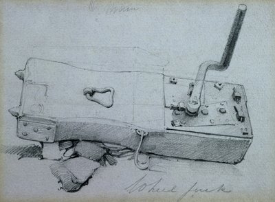 Kerékemelő, 1830-as évek (toll és tinta, mosás papíron) alkotó: John Cooke Bourne
