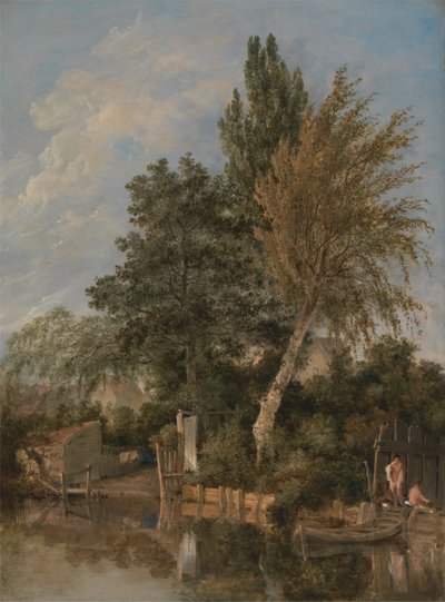 Fiúk fürdőznek a Wensum folyón, Norwich alkotó: John Crome
