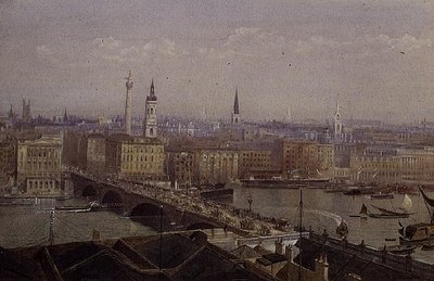 A London Bridge az emlékművet mutatja alkotó: John Crowther