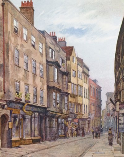 Elveszett London: Holywell Street, nyugati irányban (színes litográfia) alkotó: John Crowther