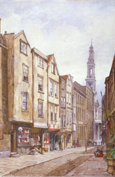 Kilátás a Drury Courtra, a St Mary le Strand felé néz, Westminster, London, 1882 alkotó: John Crowther