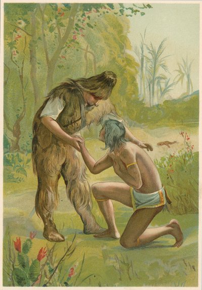 Jelenet a Robinson Crusoe című filmből, Daniel Defoe, 1892 alkotó: John Dawson Watson