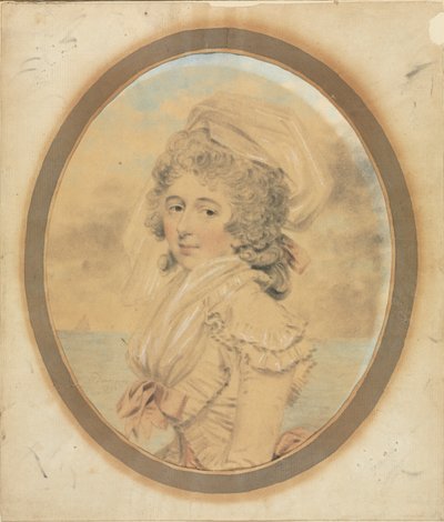 Fiatal hölgy rózsaszín masnival a mellkasán, 1792. alkotó: John Downman