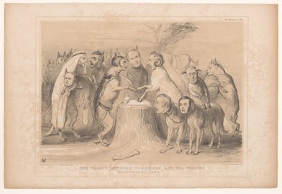 Pact tussen de wolven en de schapen A birkák és a farkasok közötti szerződés. Granville Les Loups et les Brevis után (cím az objektumon) HB Sketches (sorozat címe az objektumon) alkotó: John Doyle