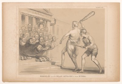 Spotprent találkozott Wellington als Herculesszal Herkules Iolas segítségével megtámadja az (indiai) hidrát (cím a tárgyon) HB Sketches (sorozat címe az objektumon) alkotó: John Doyle