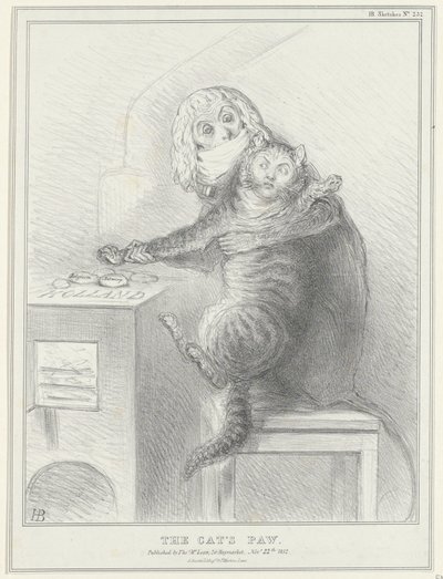 Spotprent op Talleyrand en Palmerston, 1832 A macskamancs (cím a tárgyon) Politikai vázlatok (sorozat címe) alkotó: John Doyle