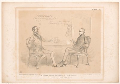 Spotprent op koninklijke huwelijken Meglehetősen éles gyakorlat a diplomáciában, vagy az Entente Cordiale furcsa illusztrációja (cím a tárgyon) HB Sketches (sorozat címe az objektumon) alkotó: John Doyle