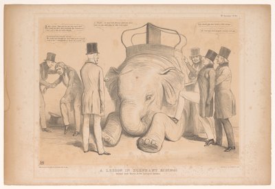 Kiváló Henry Hardinge és India kormányzója Elefántlovaglás lecke! Természetből tanulmányozva az Állatkertben (cím a tárgyon) HB Sketches (sorozat címe az objektumon) alkotó: John Doyle
