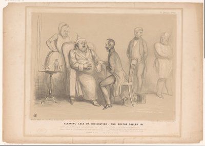Rajzfilm, amelyben John Bullt meglátogatja az orvos Riasztó emésztési zavar: az orvos hívott (cím a tárgyon) HB Sketches (sorozat címe az objektumon) alkotó: John Doyle