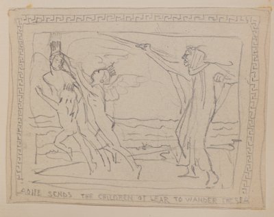 Aoife elküldi Lir gyermekeit, hogy vándoroljanak a tengeren (ceruza) alkotó: John Duncan