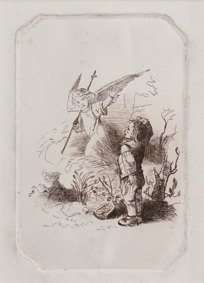 Fiú és angyal (rézkarc) alkotó: John Duncan