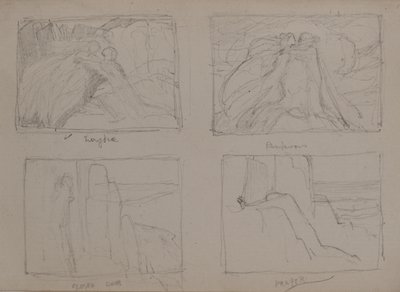 Eurydice, Találkozó, Zárt ajtó, Ima (ceruza) alkotó: John Duncan