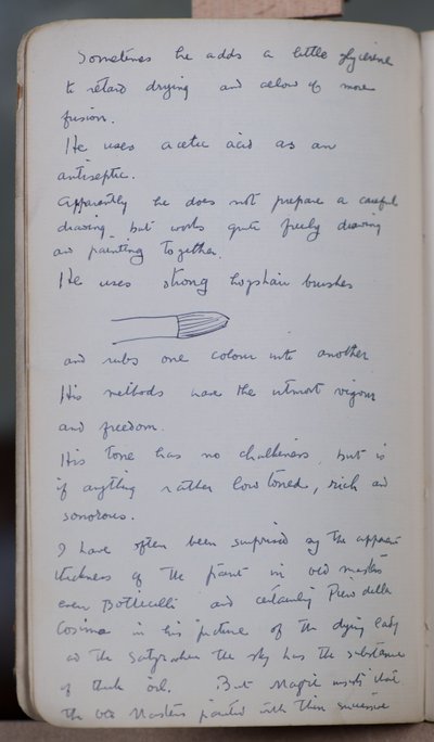 Vázlatfüzet, amely 60 vázlatot és illusztrációt, temperafestékről szóló írásokat és művészeket, köztük Botticellit tartalmaz alkotó: John Duncan