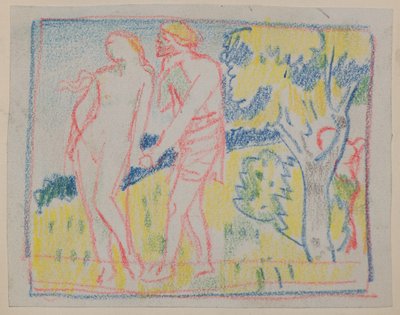 Untitled [Férfi és női alak egy tájban] (ceruza) alkotó: John Duncan
