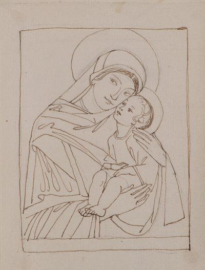 Névtelen [Szűz és gyermek] (toll és tinta) alkotó: John Duncan