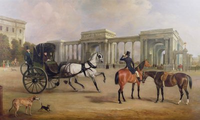 Mr. Massey Stanley kabrióval és lovakkal a Hyde Park saroknál, 1833 alkotó: John E. Ferneley