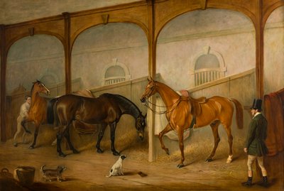 Tom of Lincoln és The Engineer in the Stables at Newport Lodge, Melton Mowbray, Leicestershire, 1852 körül (olaj, vászon) alkotó: John E. Ferneley