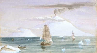 Beaufort-sziget és az Erebus-hegy. Felfedezve 1841. január 28-án alkotó: John Edward Davis