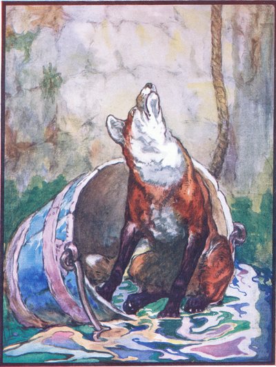 „I am Not Well and Sufferly Greatly Good Aunt”, illusztráció a „Reynard the Fox”-hoz, az „Animal Legends from Many Lands”-ból, kiadó: Raphael Tuck & Sons Ltd. (színes litó) alkotó: John Edwin Noble