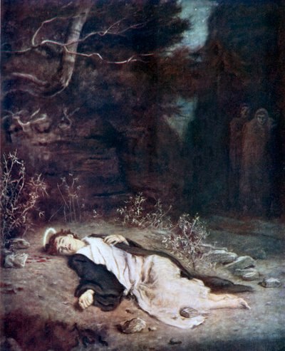 Szent István, "Elaludt" (színes litográfia) alkotó: John Everett (after) Millais