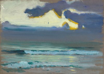 Tengeri táj. Sötét, nyugodt tenger szelíd hullámokkal (festmény) alkotó: John Everett