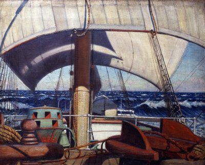 A "Birkdale" híd látképe és a hídelemek, a sodrott kötél, a lánc és a kabesztán részletei alkotó: John Everett