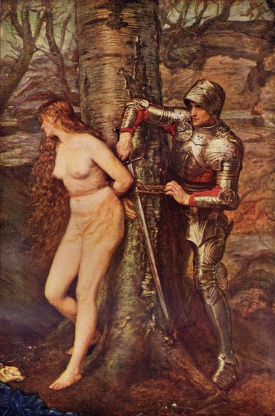 Egy tévelygő lovag – A lovagi romantikus irodalom figurája, A. R. Hope Moncrieff „Romance and Legend of Chivalry” illusztrációja alkotó: John Everett Millais