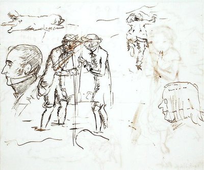 John Ruskin (1819-1900) és William Millais tanulmányainak lapja alkotó: John Everett Millais