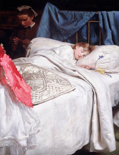 Alszik. 1865 körül (Olaj, vászon) alkotó: John Everett Millais
