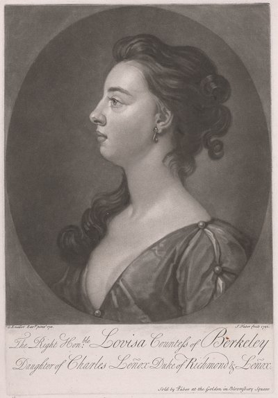A helyes Louisa Berkeley grófnő, Charles Lenox Richmond és Lenox herceg lánya alkotó: John Faber the younger